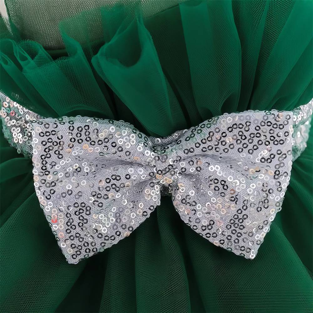 Robe Princesse Bébé Fille Volantée et Noeud à Paillettes – Éva