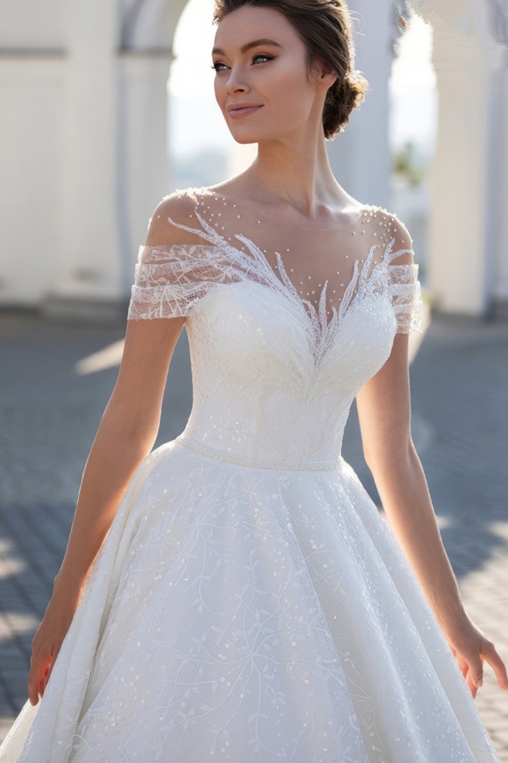 Robe de Mariée Princesse Blanche Bustier Paillette – Brilla