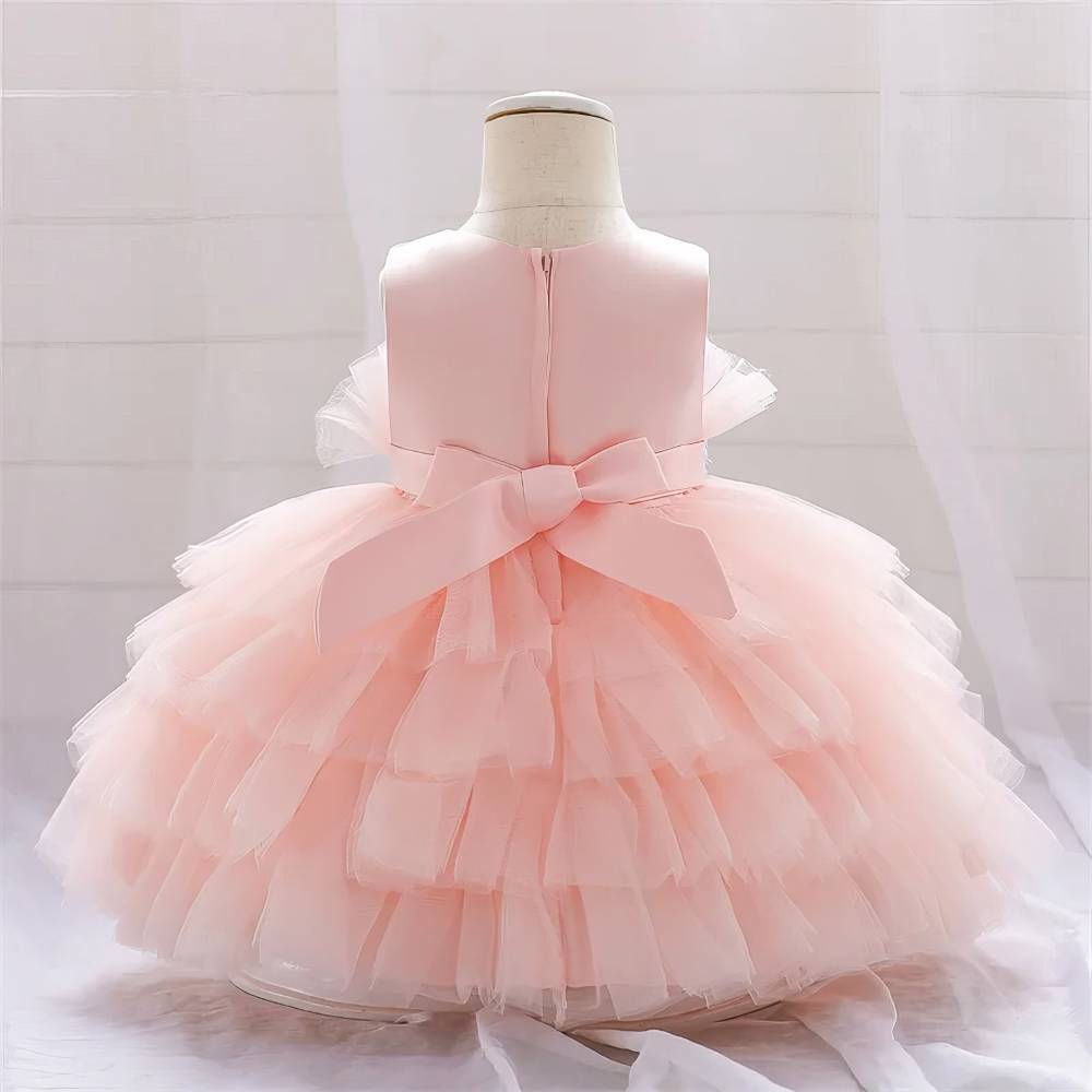 Robe Princesse Bébé Fille Volantée et Noeud à Paillettes – Éva