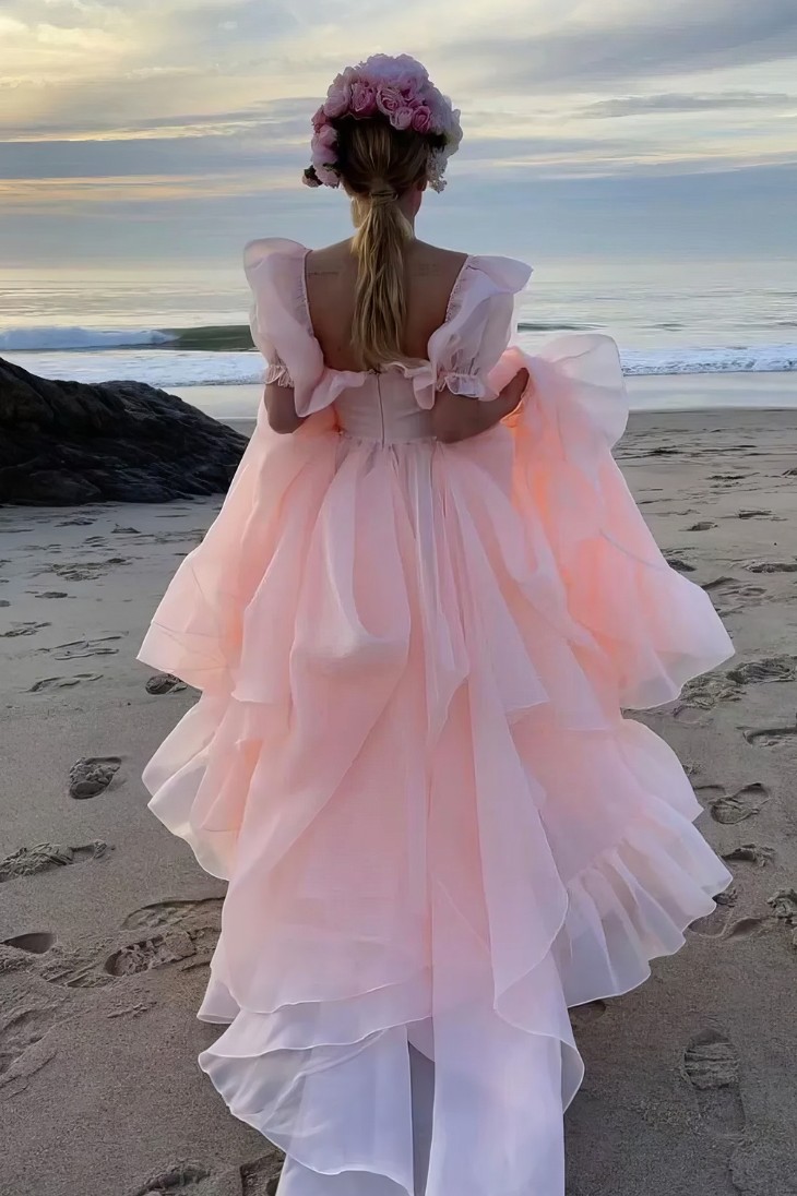 Robe Princesse Rose Clair Dos Nu – Nadia